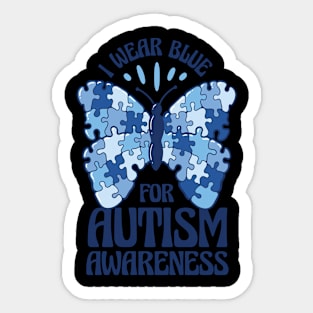 I wear blue for autism awareness autism gift Sticker